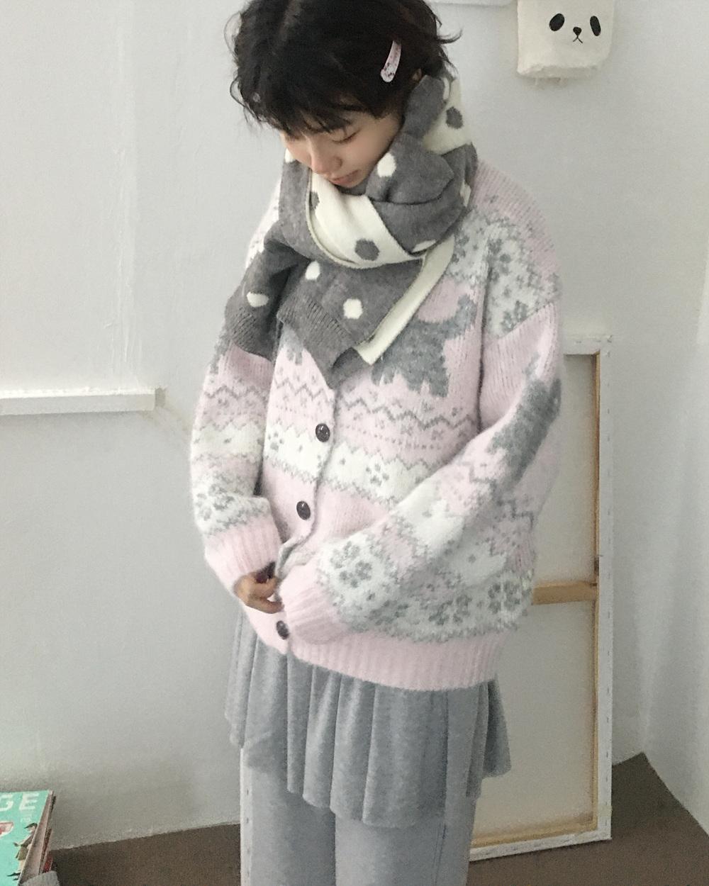 러브앤드팝 칸나 도트 양면 머플러