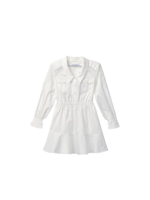 [셀프포트레이트]LACE PANEL MINI SHIRT DRESS