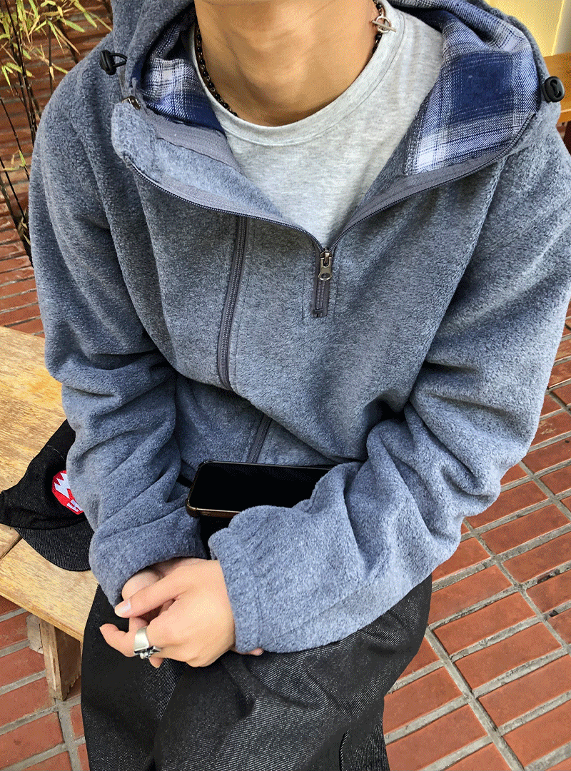 더블지퍼 히든 체크 후리스집업 2c