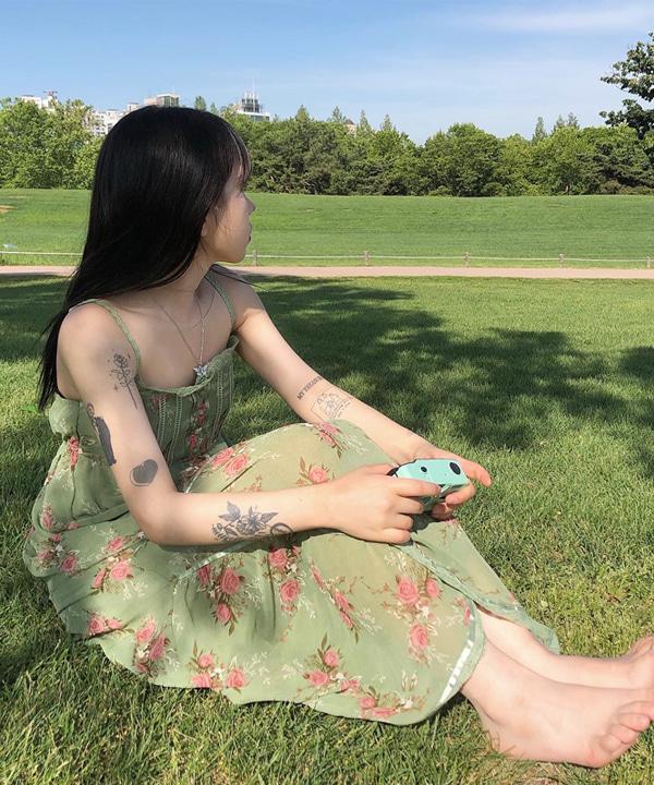 플라워 롱 린넨 원피스