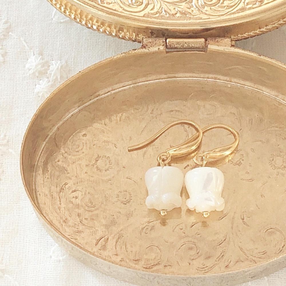 자개 은방울꽃 귀걸이 925실버 은침 천연자개 실버 골드 2color