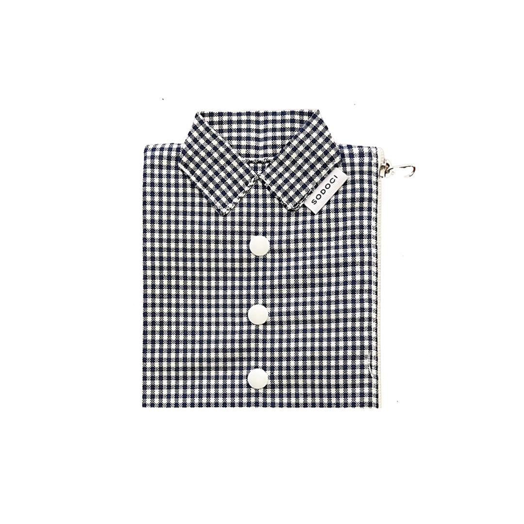 NAVY CHECK SHIRTS POUCH