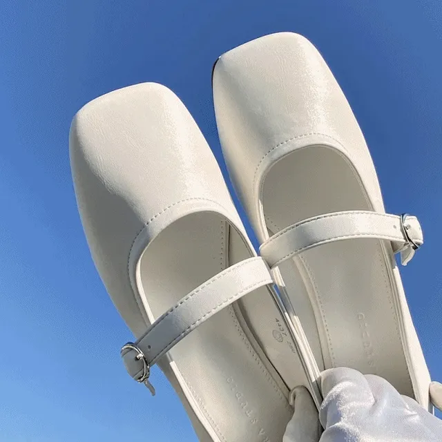 [특가/빠른출고] 귀여운 메리제인플랫 스퀘어 버클 플랫슈즈 발편한 쿠션 단화 화이트 베이지 라벤더 브라운 블랙 데일리룩 청바지룩 교복룩 중학생 고등학생 대학생 직장인룩 신발선물