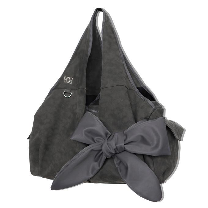 [Vegan Nubuck] bow shoulder bag (gray)