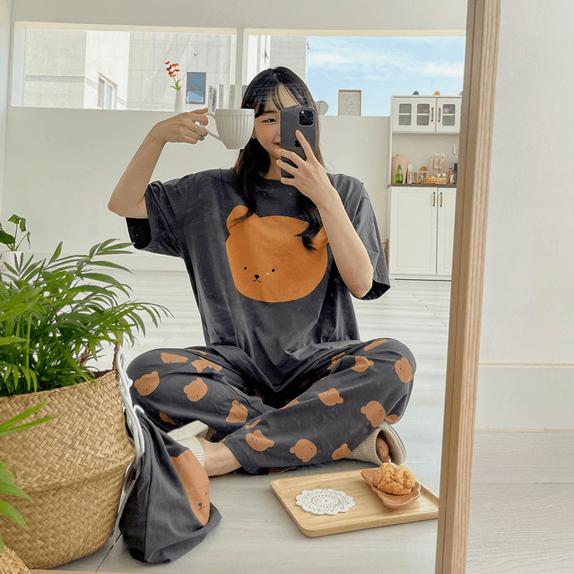 빅사이즈 55-120 빅베어 파우치 파자마 세트(긴바지ver)