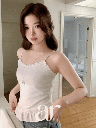 (스트랩조절가능/사계절템/핀터레스트감성♥) 모엔 레이스 프릴 슬리브리스 나시