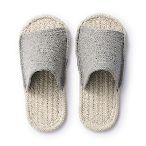 룸 샌들 · 앞트임 · M · 에크루×그레이 · 인도면 혼방