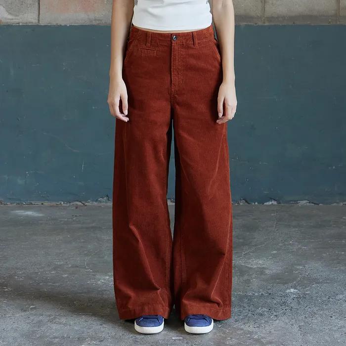 체라 4806 코듀로이 와이드핏 다크오렌지 플레어 팬츠
