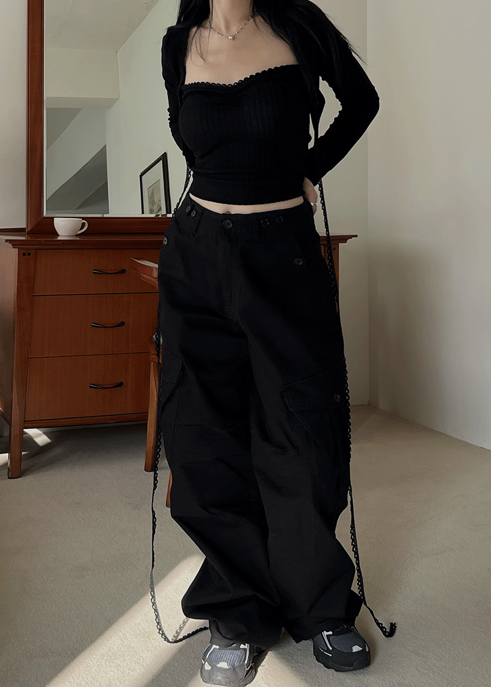 [🔥주문폭주] 멜버리 와이드 카고 버튼 비죠 포켓 팬츠 2color