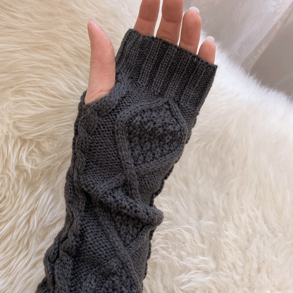 울 니트 핸드 워머 꽈배기 겨울 롱 팔토시 반 장갑