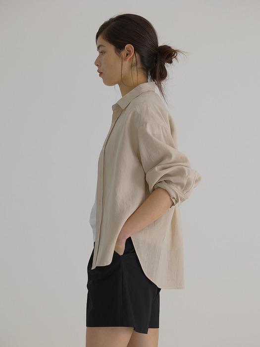 Linen Unbal Shirt_Beige