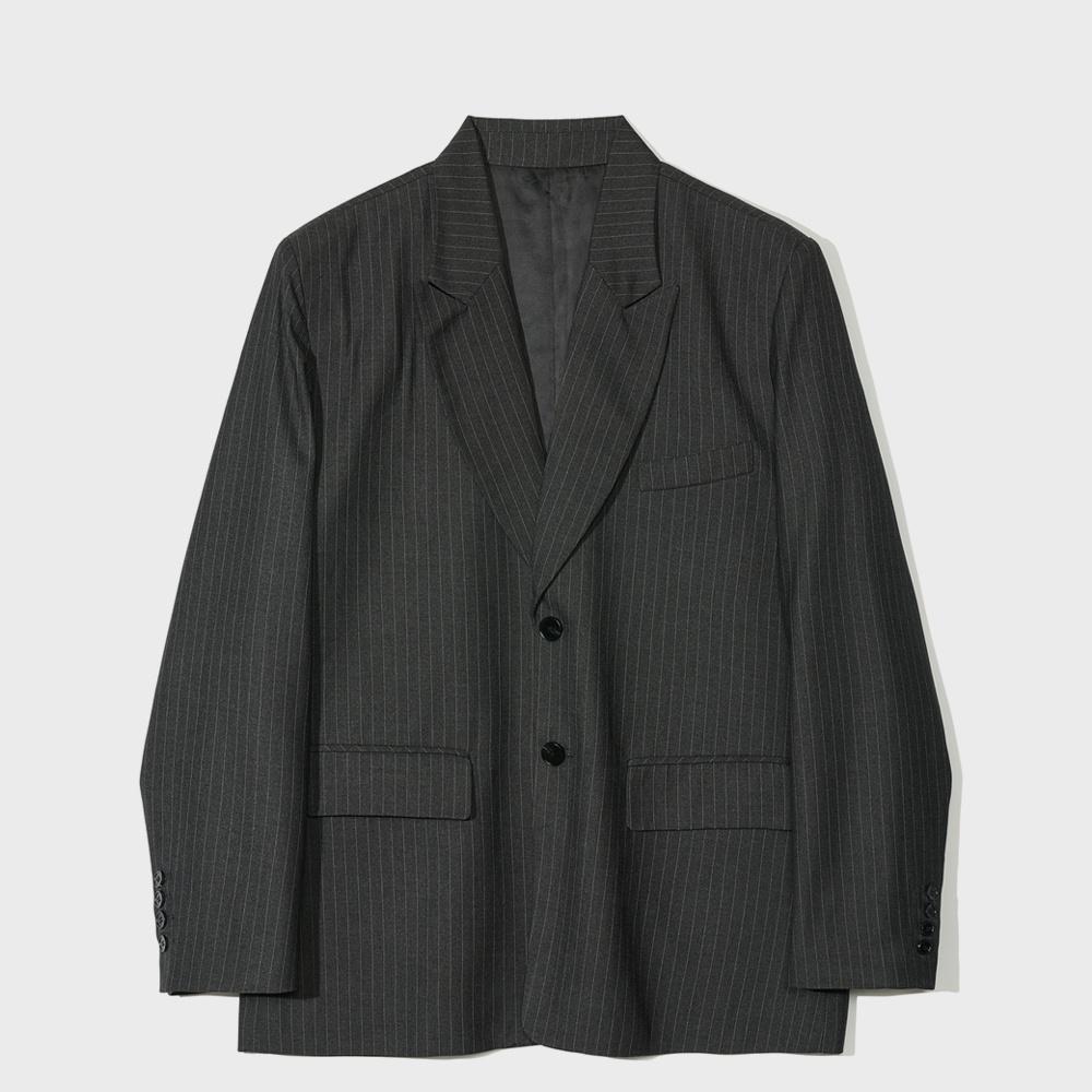 Pin Stripe Peaked Single Jacket Gray