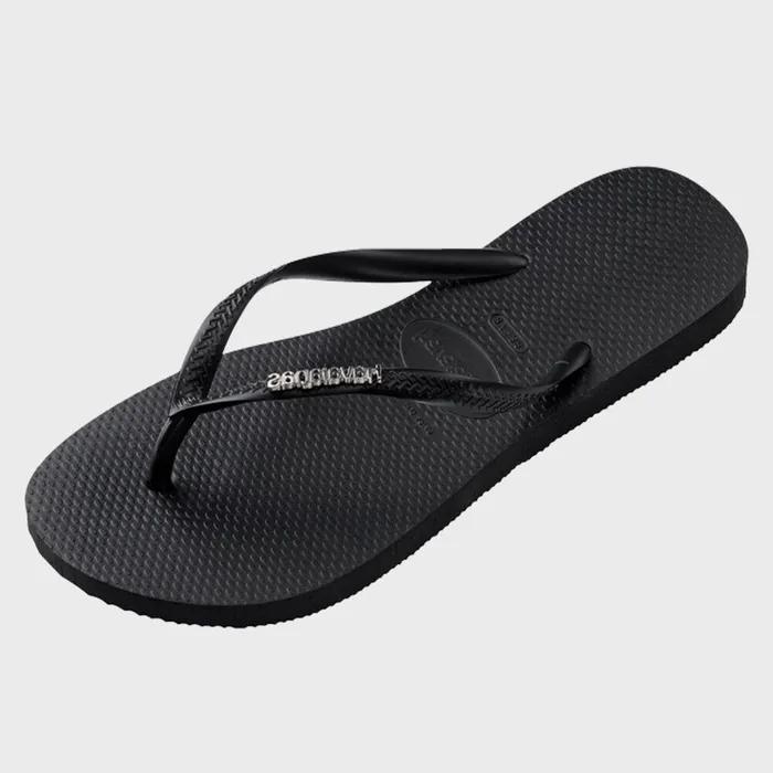슬림 로고 메탈릭 플립플랍 Black