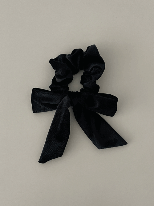 1+1 할인 투웨이 블랙 벨벳 리본 매듭 끈 헤어 스크런치