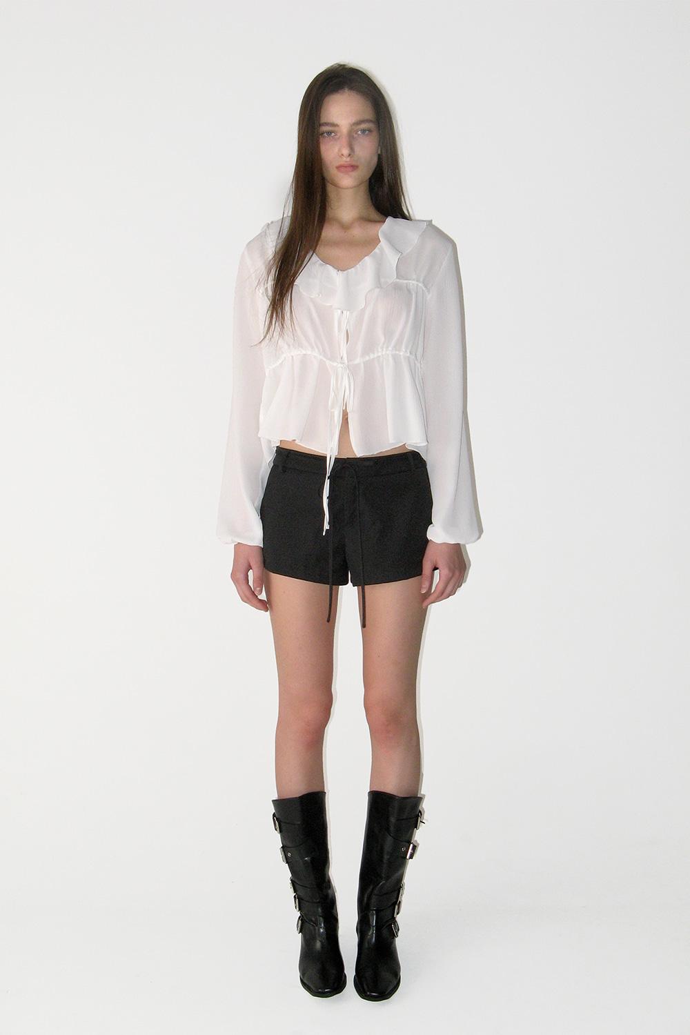 Frill Tiered Blouse, IVORY