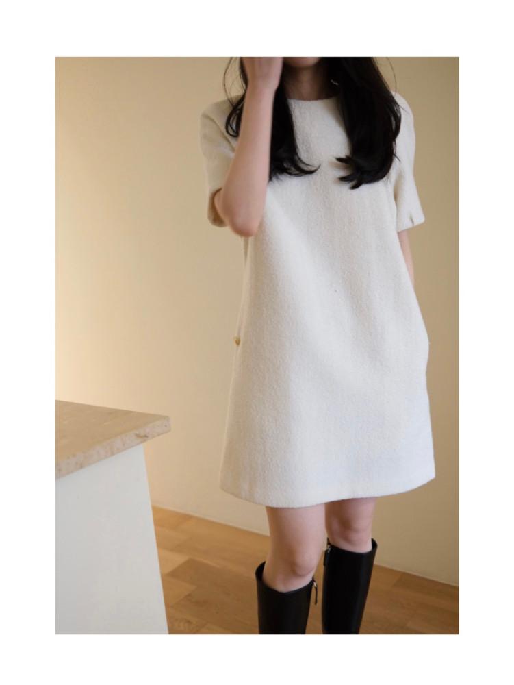 [쿠폰] Brush 브러쉬 디너 알파카 반팔 미니 원피스(3colors)