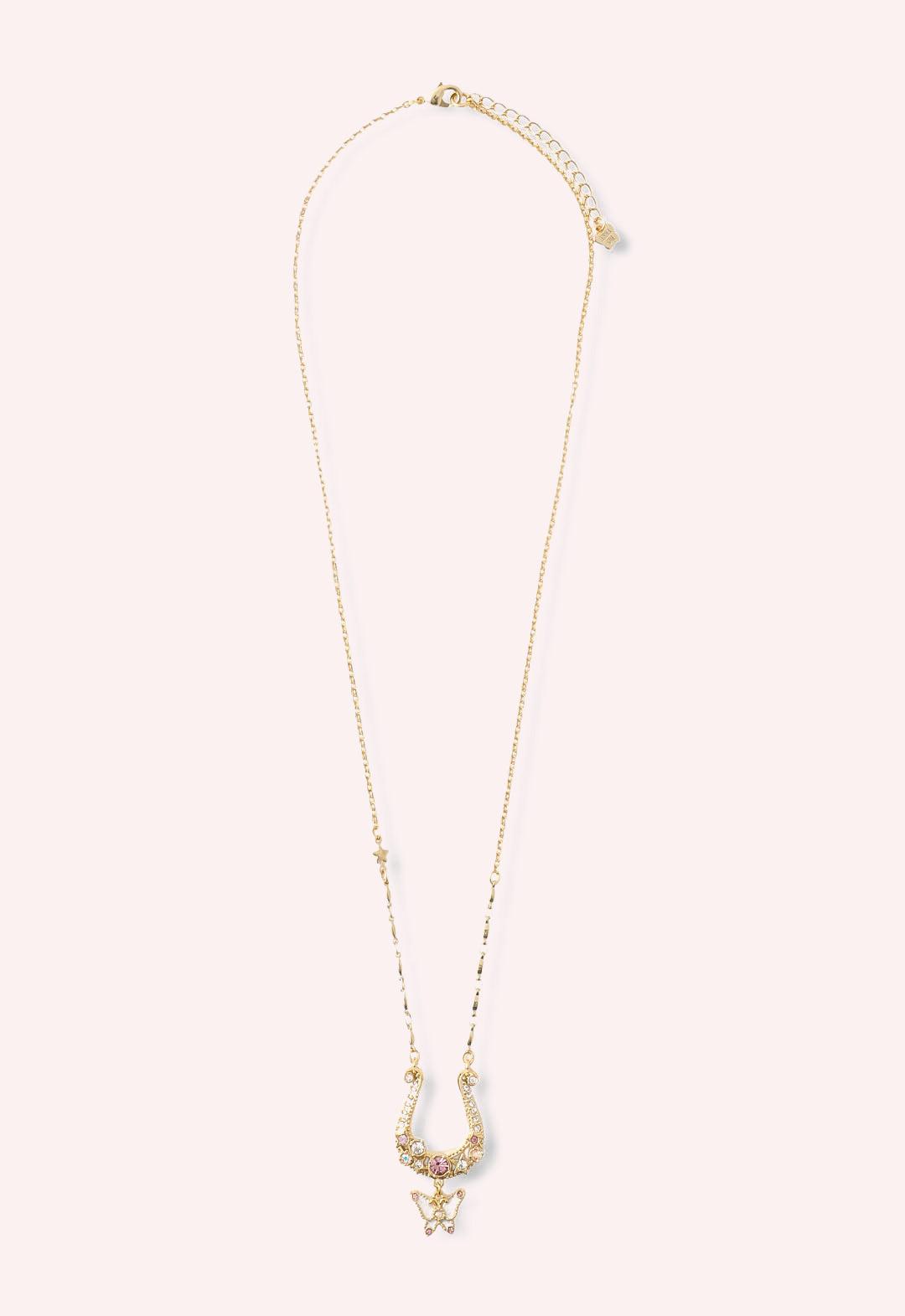 Lucky Horseshoe Charm Necklace - Gold