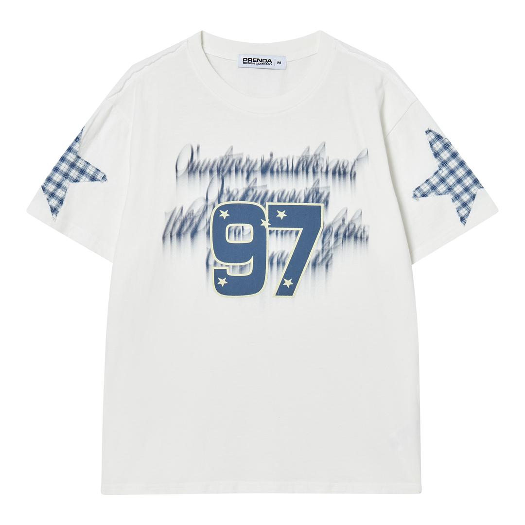 LETTERING 97 CHECK STAR CREWNECK TEE WHITE