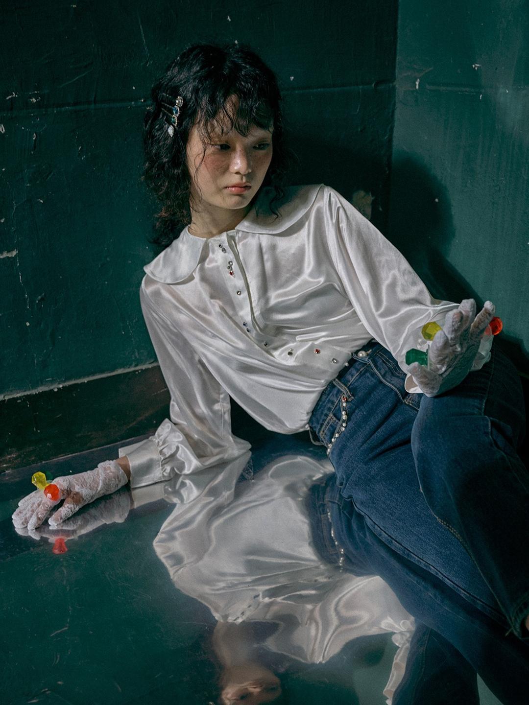 Satin jewelry shirts - Ivory