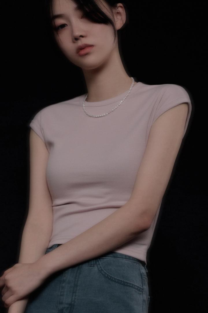 캡슬리브 잔골지 크롭 티셔츠