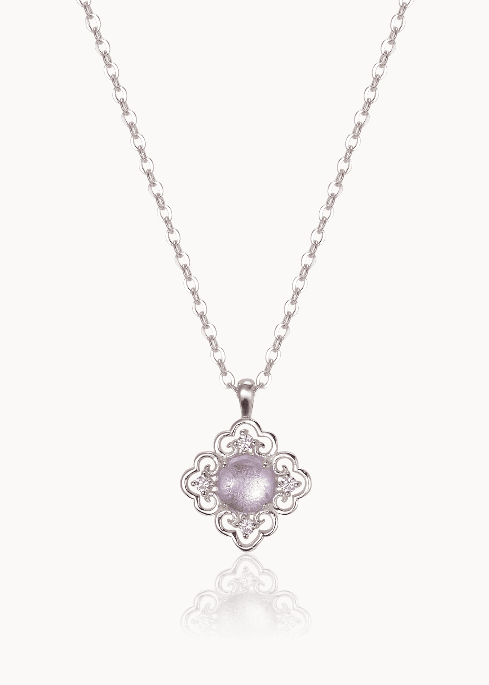 Eun-mun Cloud Pattern Necklace - Pink Amethyst