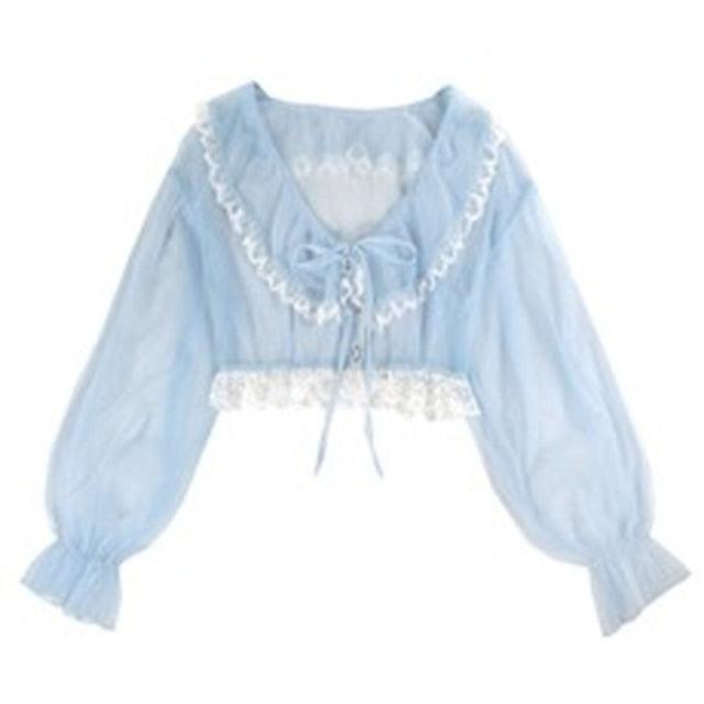 Korean Fashion Sweet Lace Top Cardigan Set - Cardigan / L