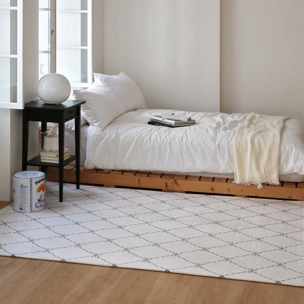 리본 스퀘어 단모 극세사 러그