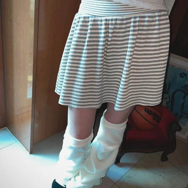 (2color) 우시노 스트라이프 니트 플레어 미니 스커트