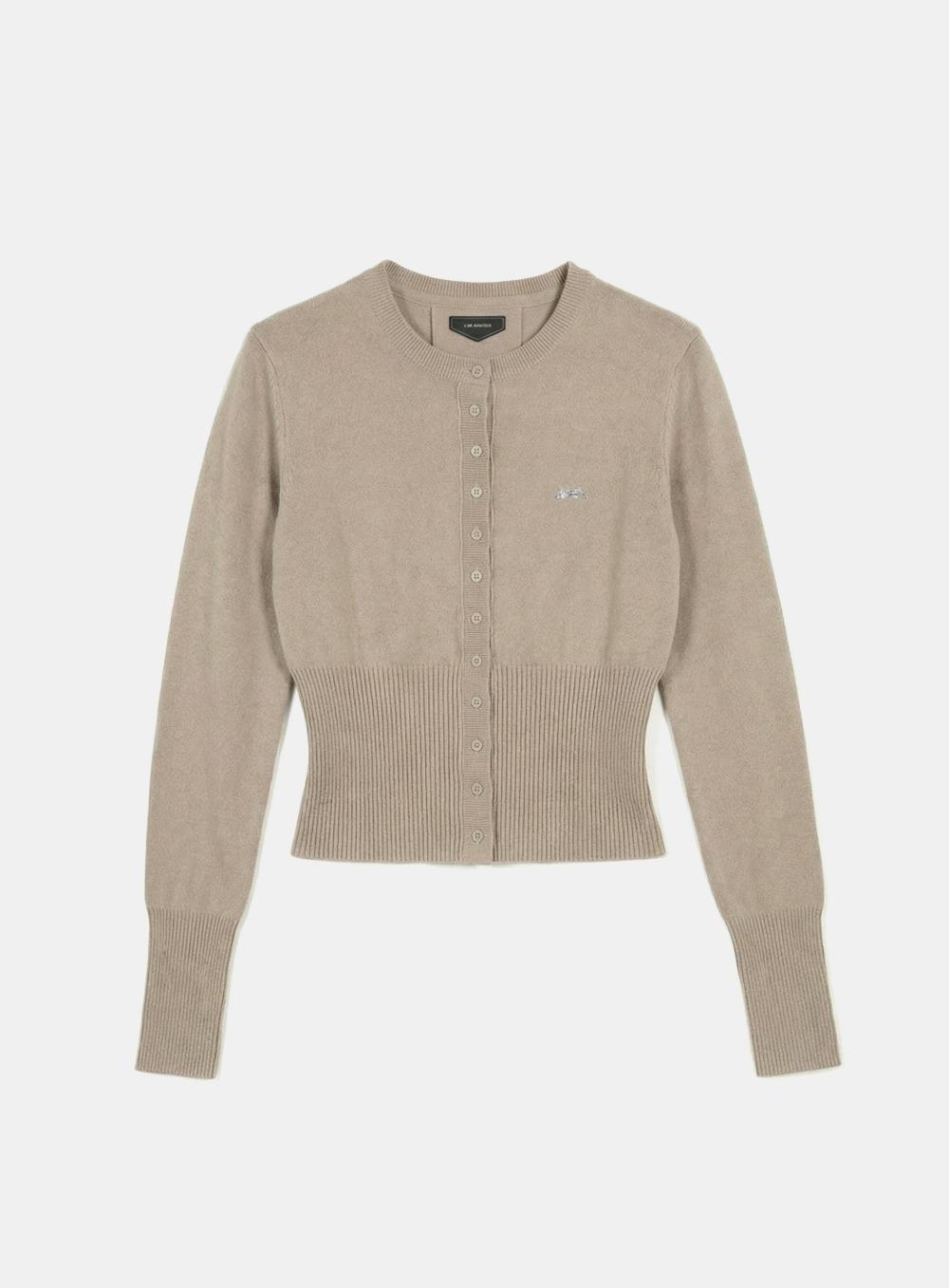 [w-knt26-005] Mystic Symbol Crewneck Cardigan - Sand