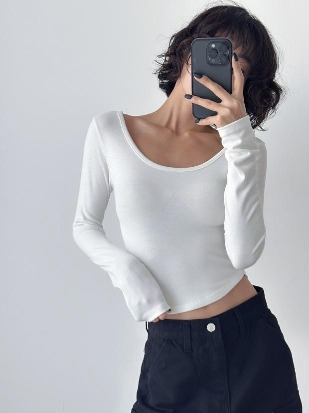 만남유넥언발크롭긴팔티 시크릿오즈 유넥긴팔티 유넥크롭티 언발크롭티 밑단굴림긴팔티 ozbridge