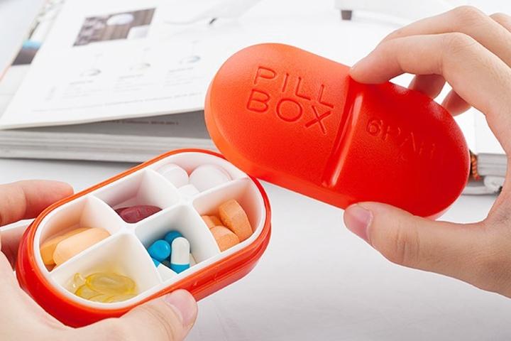 타원형 알약통 6칸 알약케이스 휴대용 약통