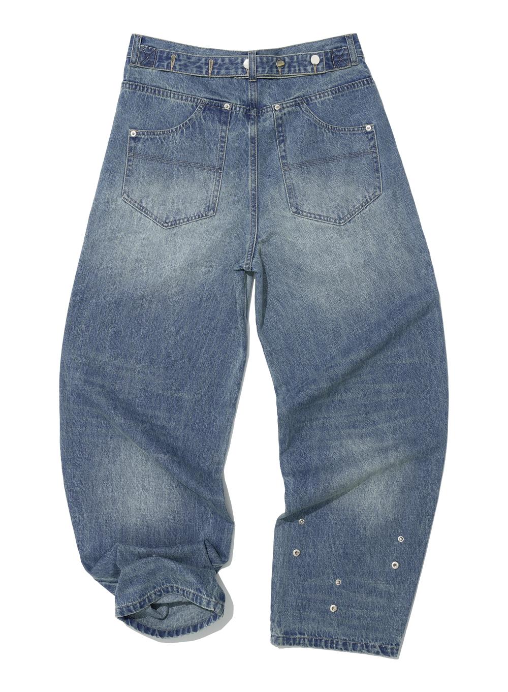 [WOMEN] CINCH-BACK ROUNDING JEANS_MID BLUE