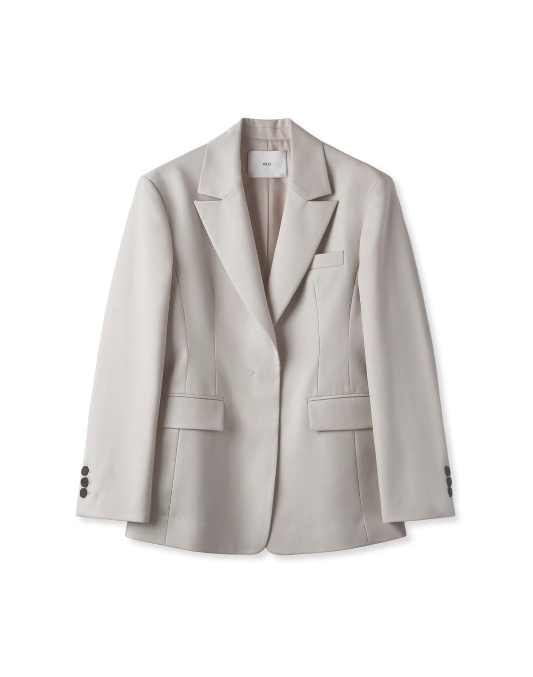 SINGLE-BREASTED WOOL JACKET (GREIGE)