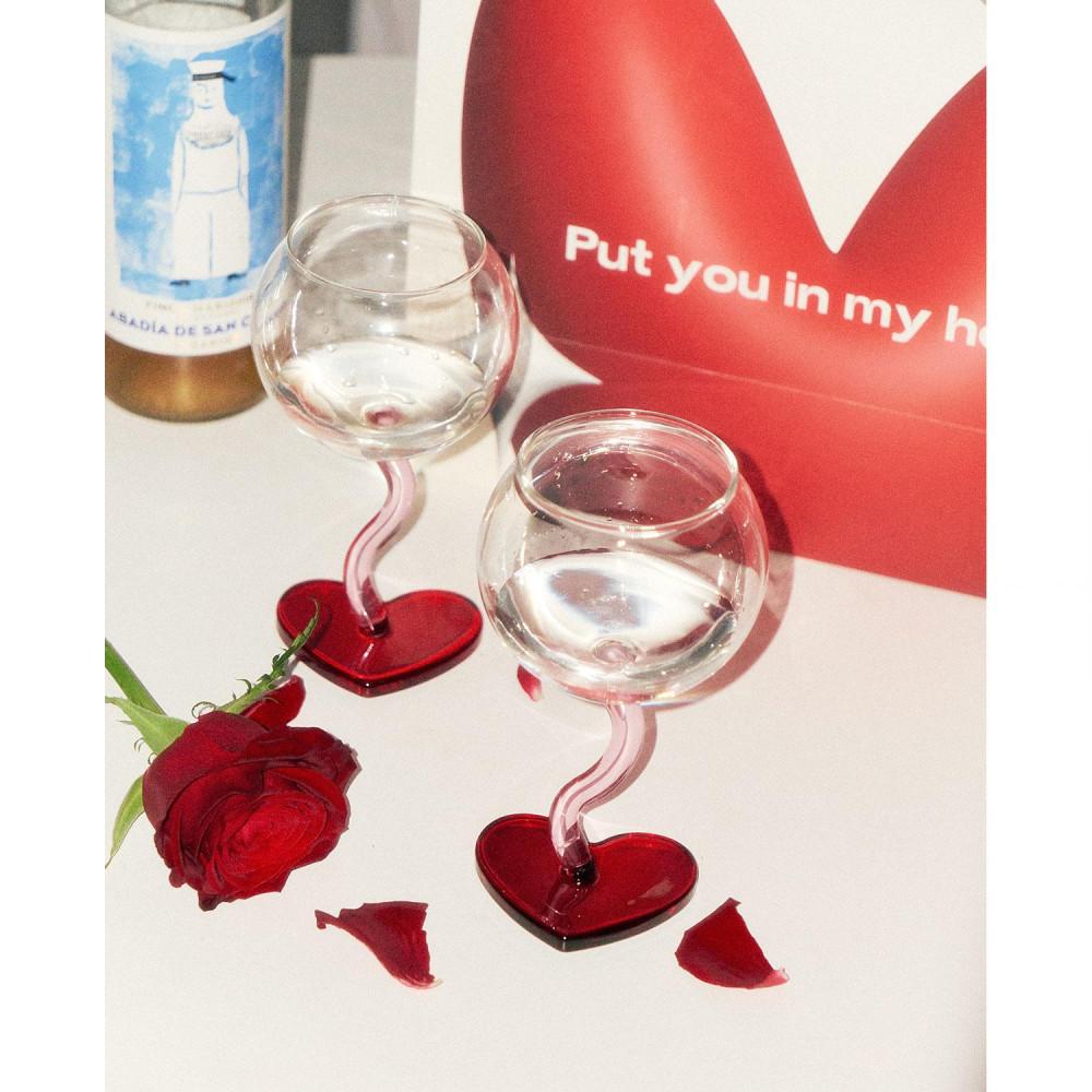 (선물포장)수심 Romantic Love Cup 하트 샴페인잔 유리컵 고블렛 유니크 와인