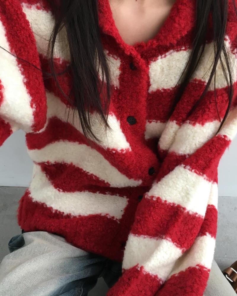 breathe 브리드 포포 브러쉬 가디건 부클 니트 cd 3colors