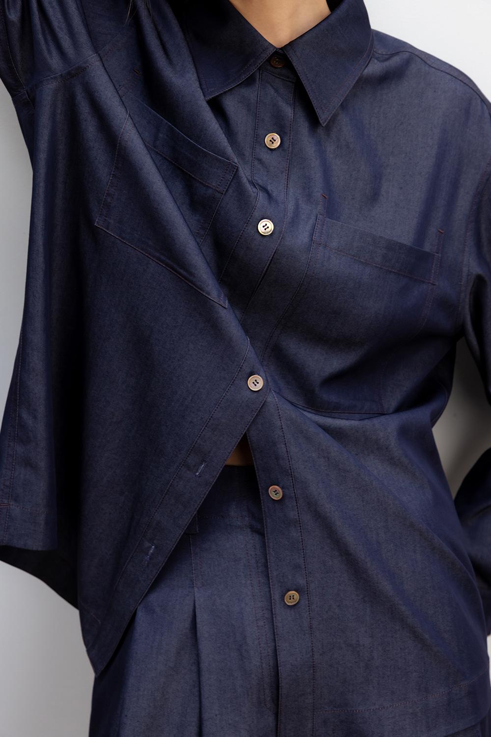 Stitch Overfit Shirts_Indigo