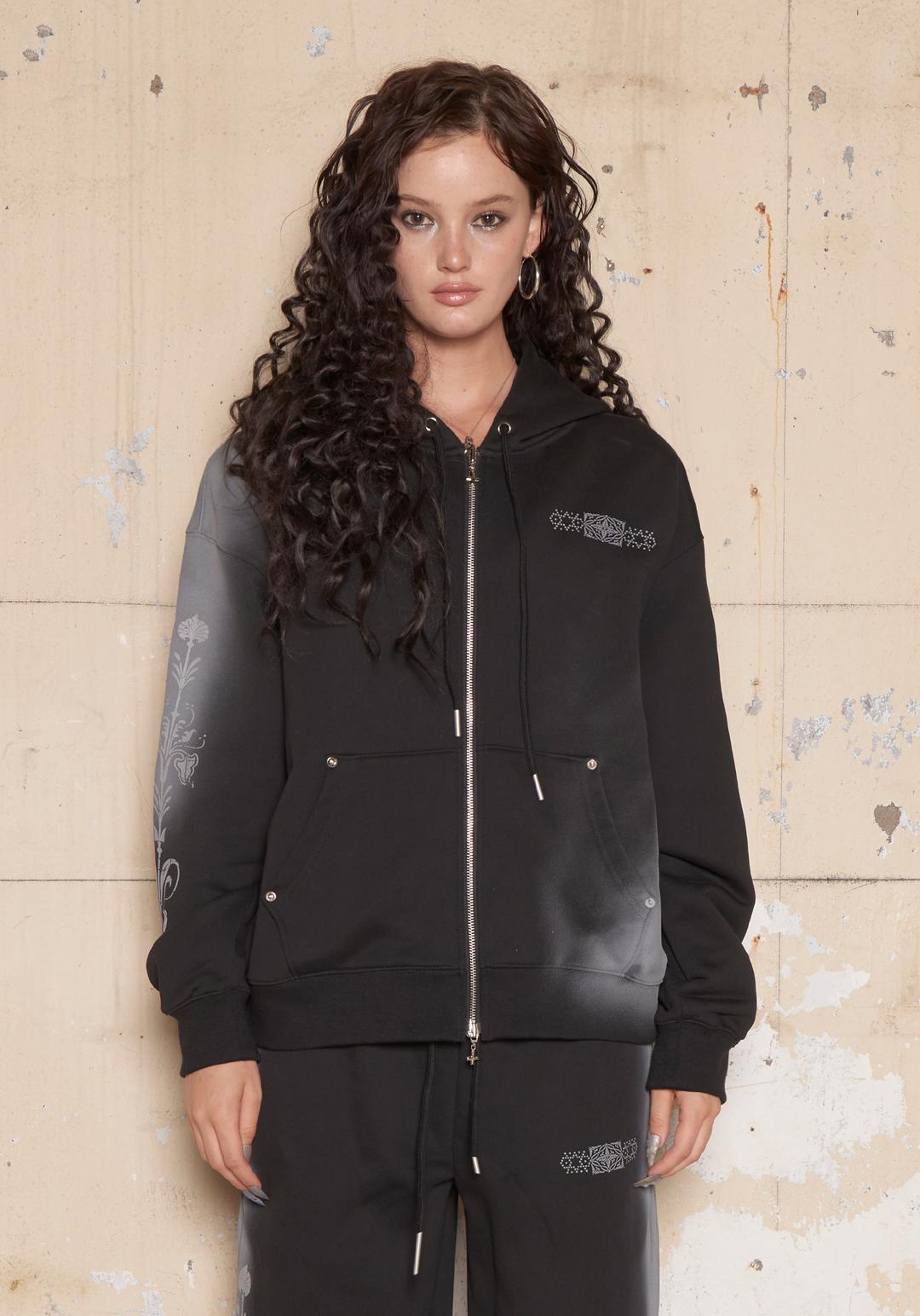 Smog Motif Zip-Up Hoodie [Black] *Pre-order ~9/19