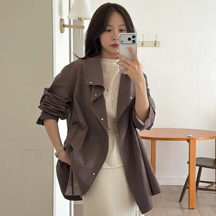 [꼬민지 착용][효경 착용]Light High-Neck Half Jacket[LMBFSPJK111]-Mocha Brown