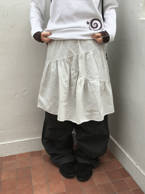 stripe shirring skirt (2c)