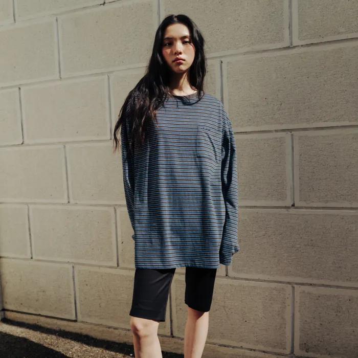 Vintage indigo stripe t-shirt (black stripe)
