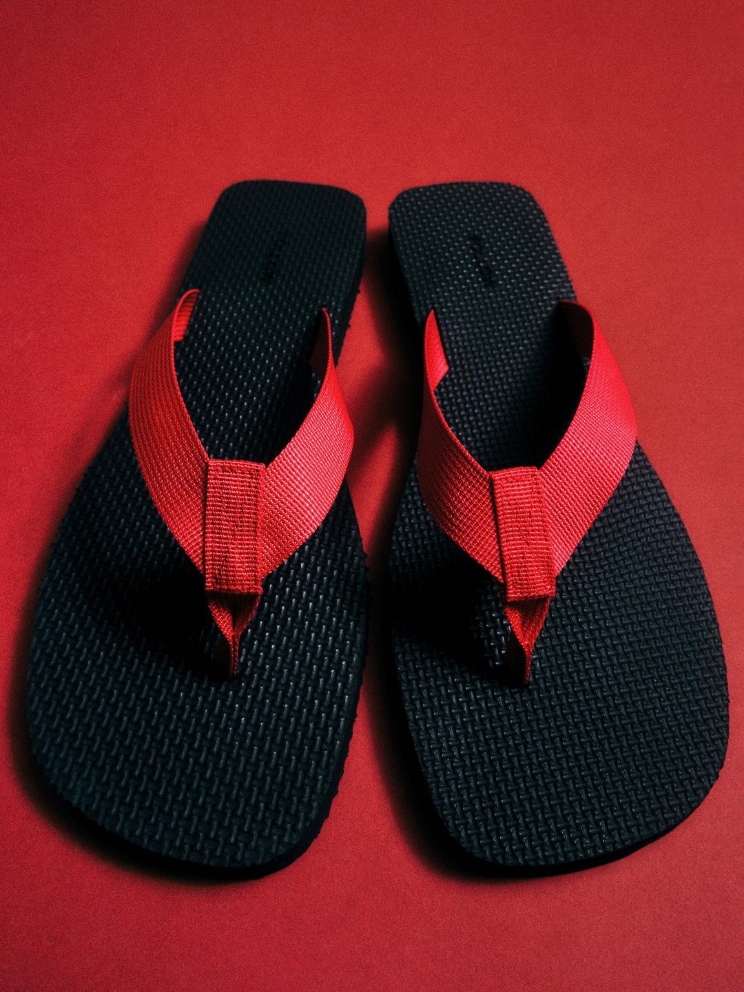 Woven Strap Flip-Flops, Red - 5.5US