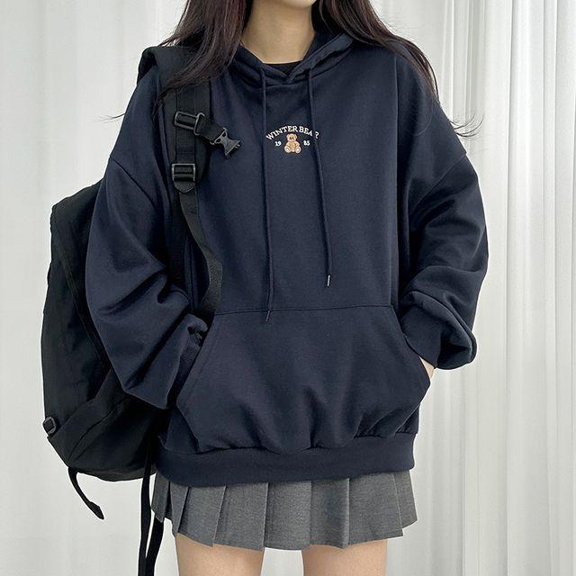 [루즈핏] 센터 베어 후드티 핏보장 귀여운 곰돌이 긴팔 후드 학생후드티 교복후드 가을후드티 교복템 루즈핏 간절기 교복아우터 학생 캐릭터후드티