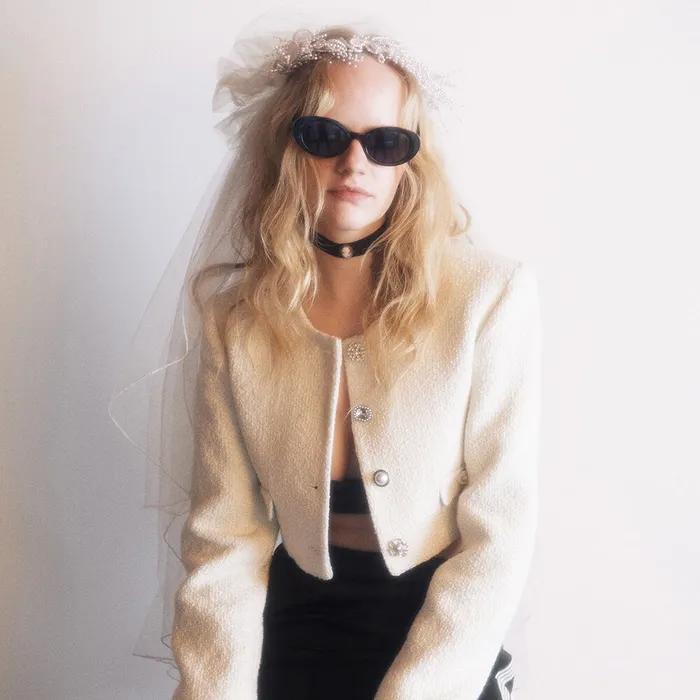 Silver Multi Button Tweed Crop Jacket (Ivory)