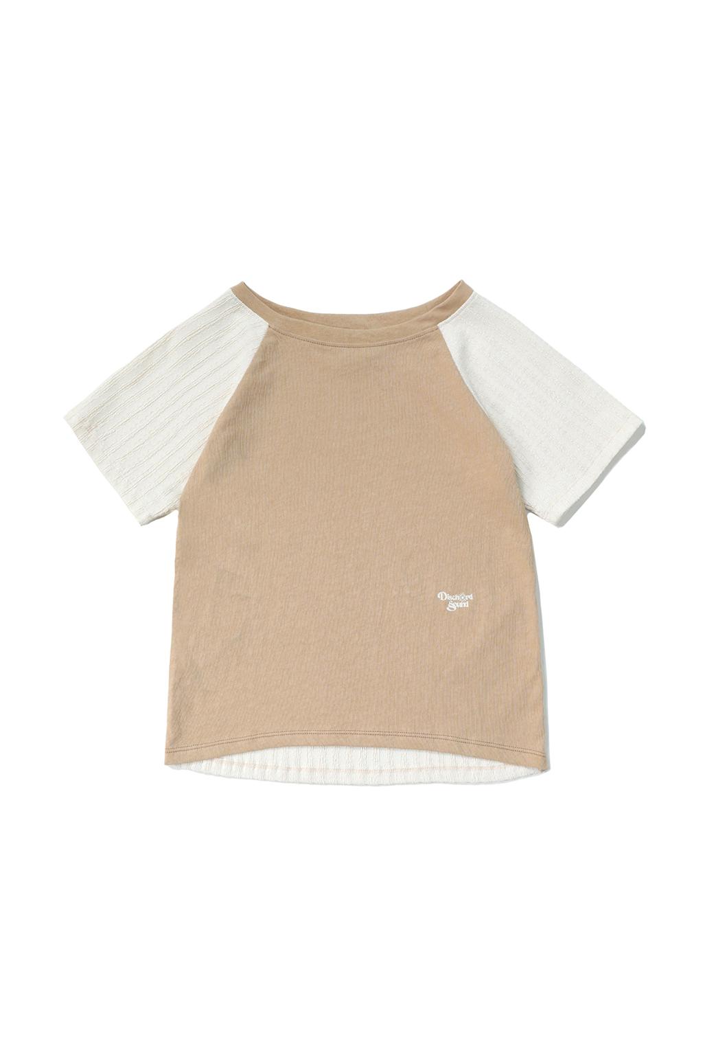 KNIT COMBI CROP TEE [MOCHA]