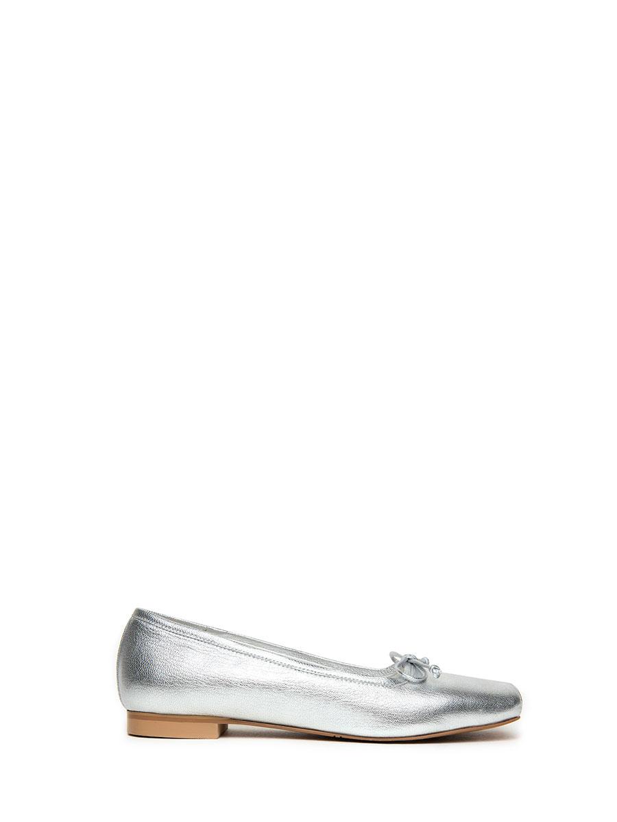 BALLET-TOE FLAT SHOES SILVER