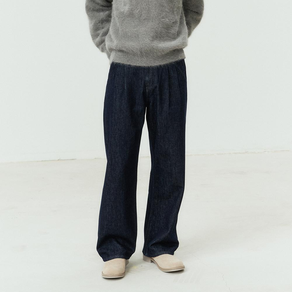 [ONO] Two Tuck Wide Washed Indigo Jeans