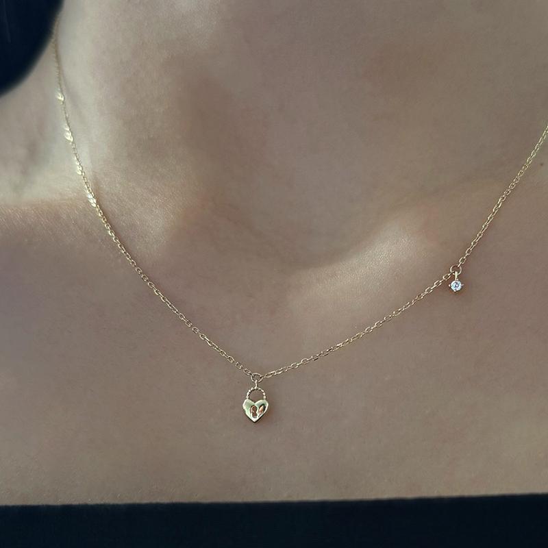 14K 하트락킹 목걸이