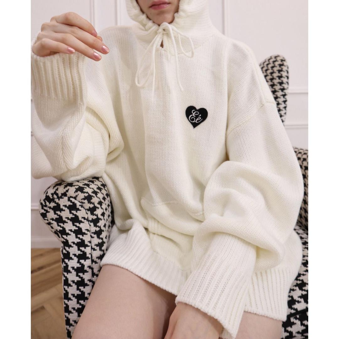 ♡ Eé knit hoodie off white