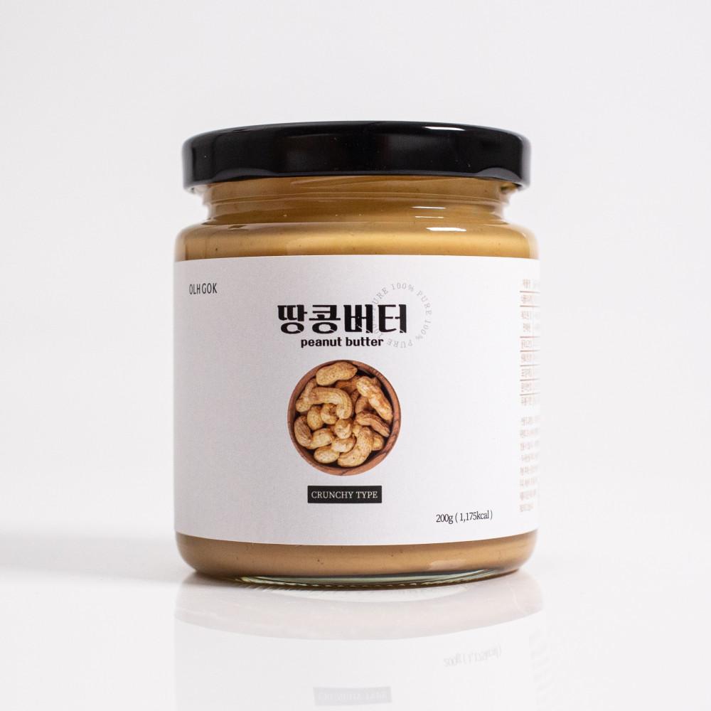 옳곡 국내산 100% 무첨가 땅콩버터 200g 크런치 스무스 피넛버터 땅콩잼
