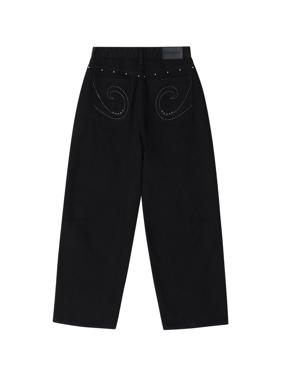 STUD WIDE JEANS_BLACK